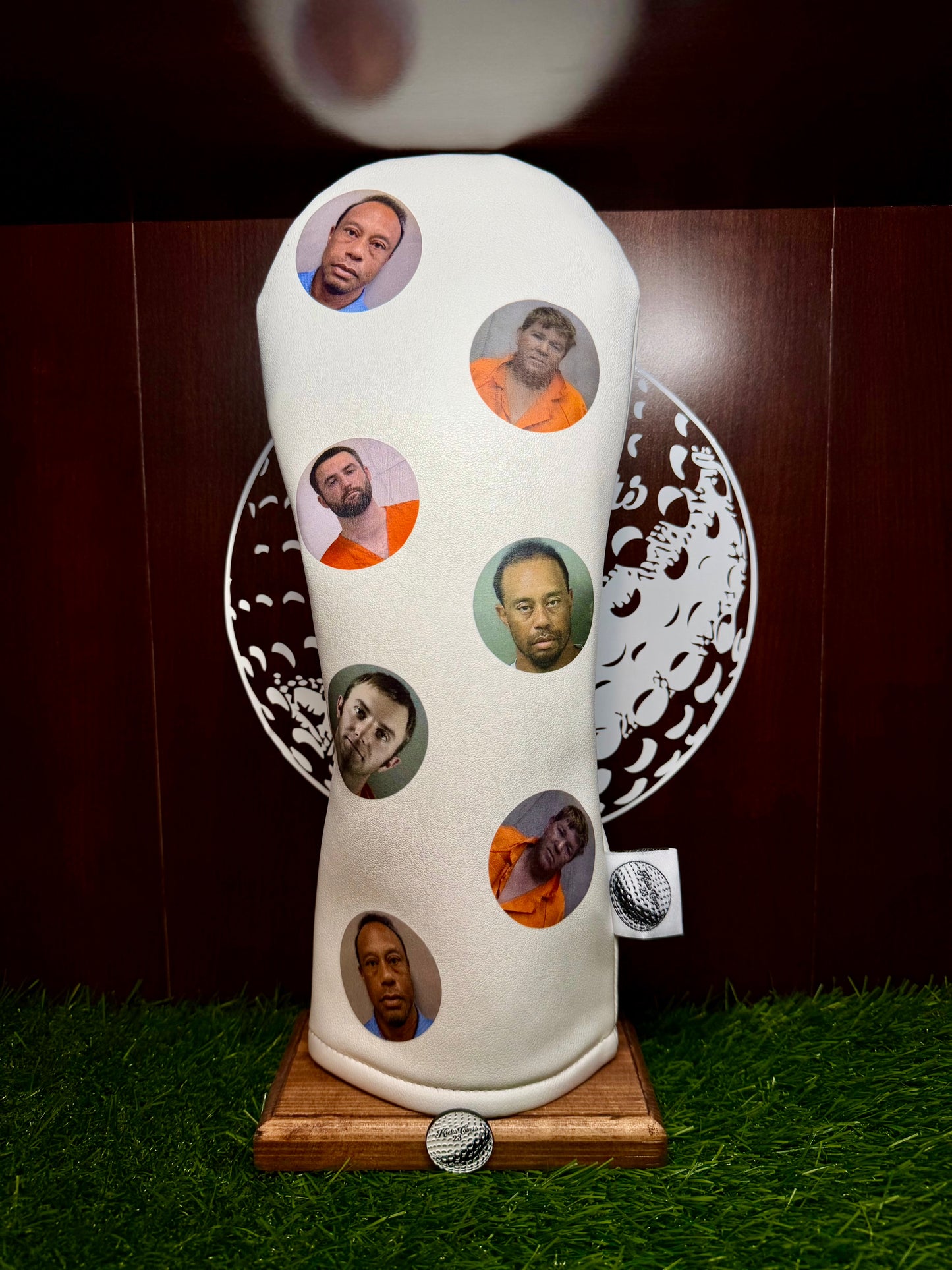 “Jailbirds” Driver Headcover – Funny Mugshot Golf Head Cover | Premium White Head Cover | Novelty Golf Gift