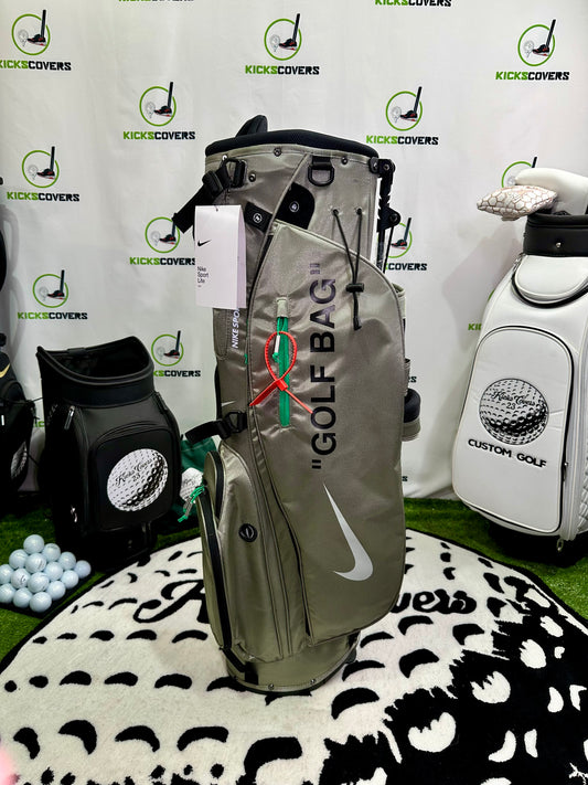 Nike Sport Lite Golf Bag – Off-White Inspired “GOLF BAG” Design w/ Zip Tie – Stand Bag Lightweight Carry Golf Bag Army Green