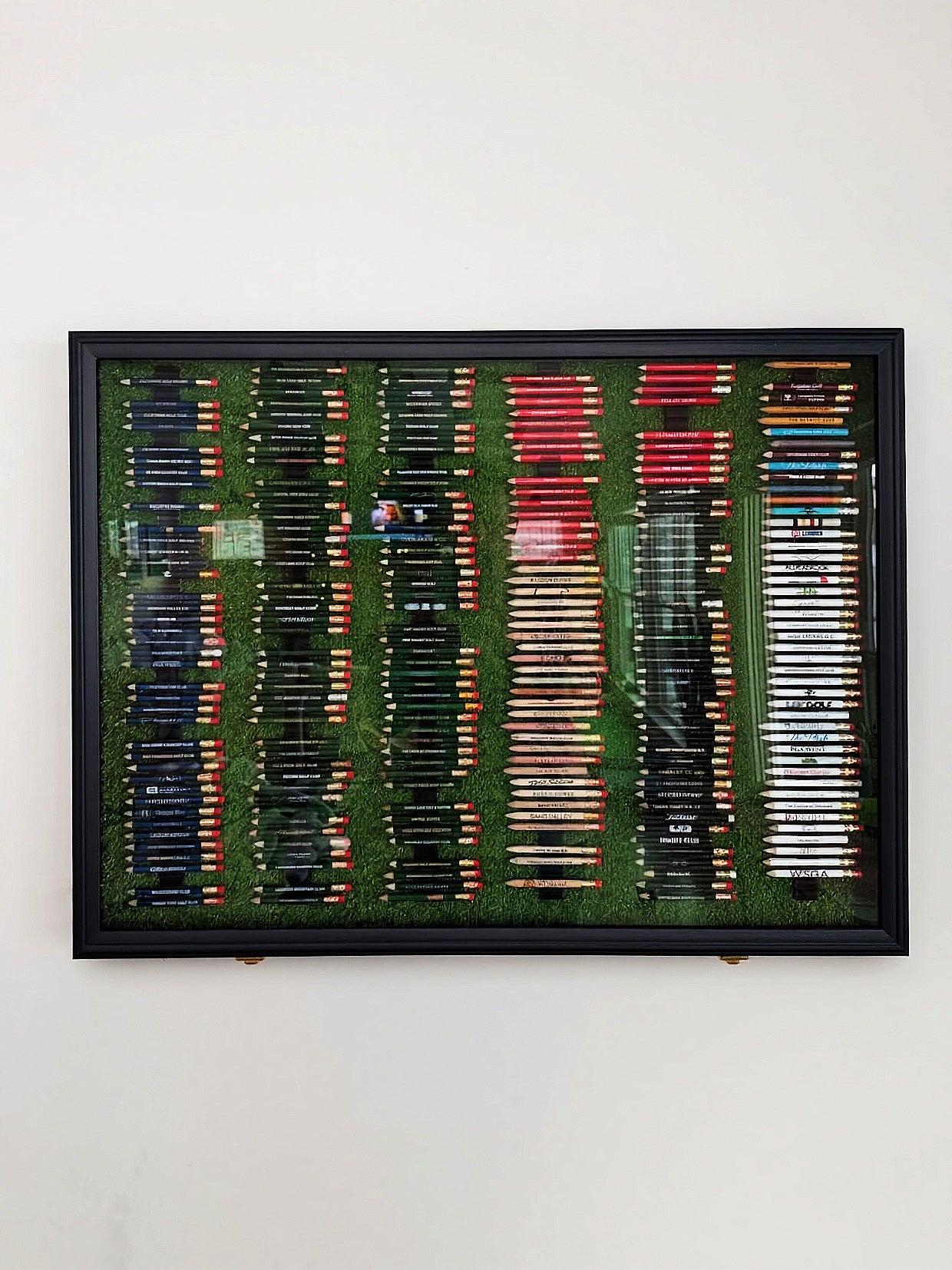 Golf Pencil Display Case – 288 Pencil Holder | 24x32 Wall Display | Black or Brown Wood Frame