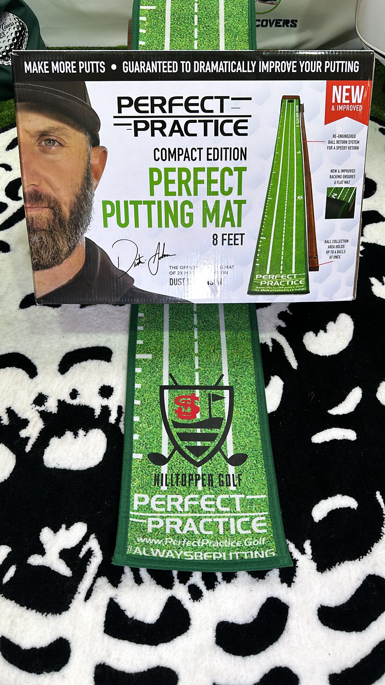 Custom Logo Perfect Practice Putting Mat – Personalized Indoor Golf Putting Green w/ Logo, Text or Image (All Sizes & Versions)