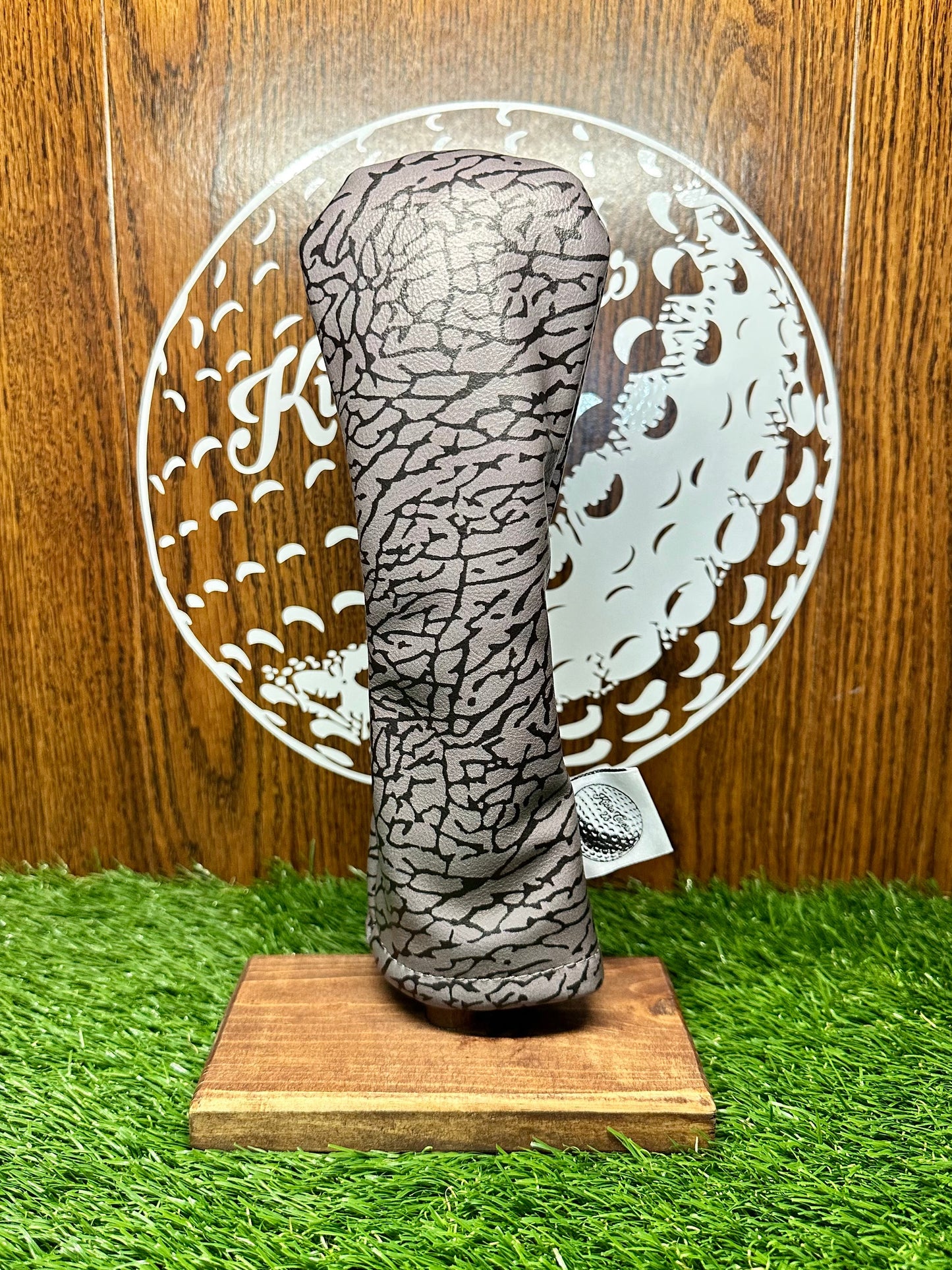 Elephant Print Golf Headcover: Custom Leather Driver Wood Hybrid Cover
