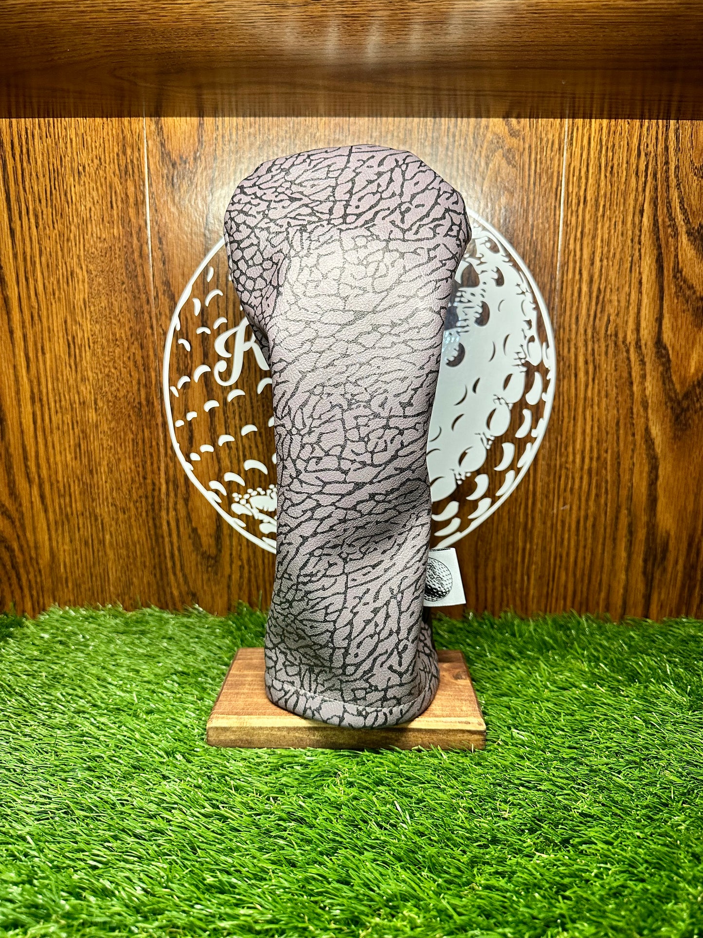 Elephant Print Golf Headcover: Custom Leather Driver Wood Hybrid Cover