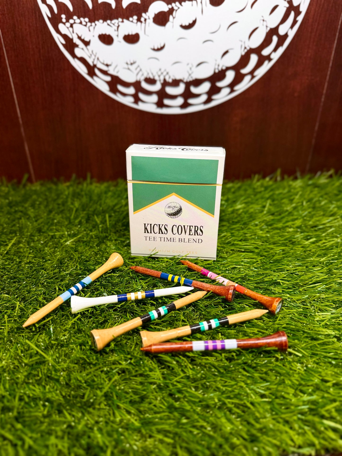 KicksCovers Tee Time Blend Premium Golf Tees – 3 1/4” Hardwood Golf Tees in Flip-Top Cigarette Pack