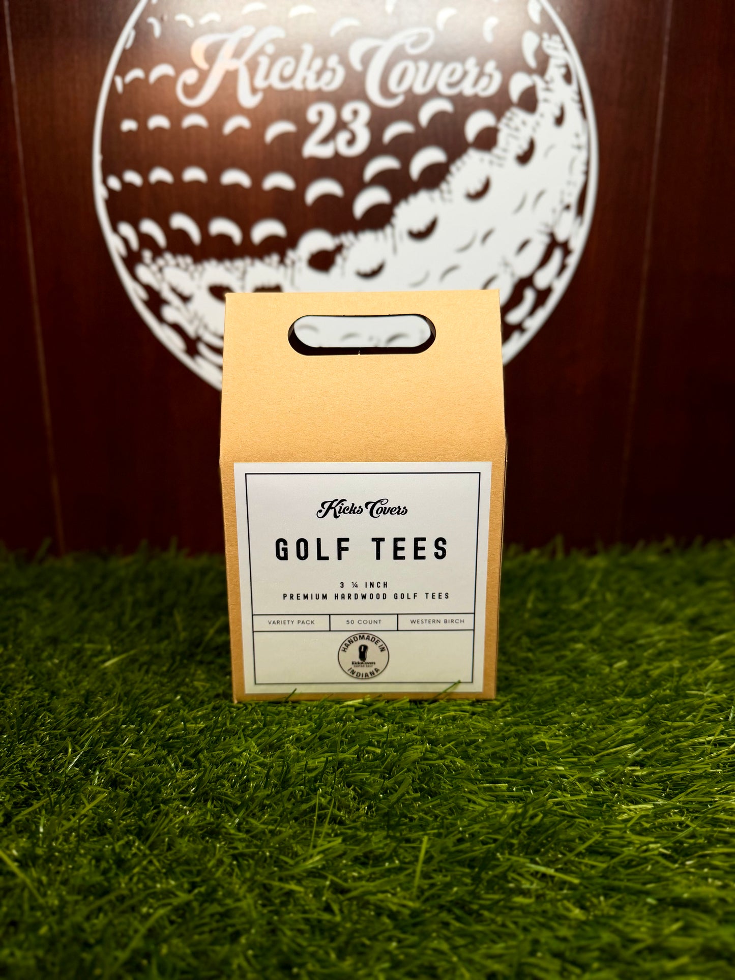 KicksCovers 50 Count Box Premium 3 1/4” Western Birch Hardwood Golf Tees