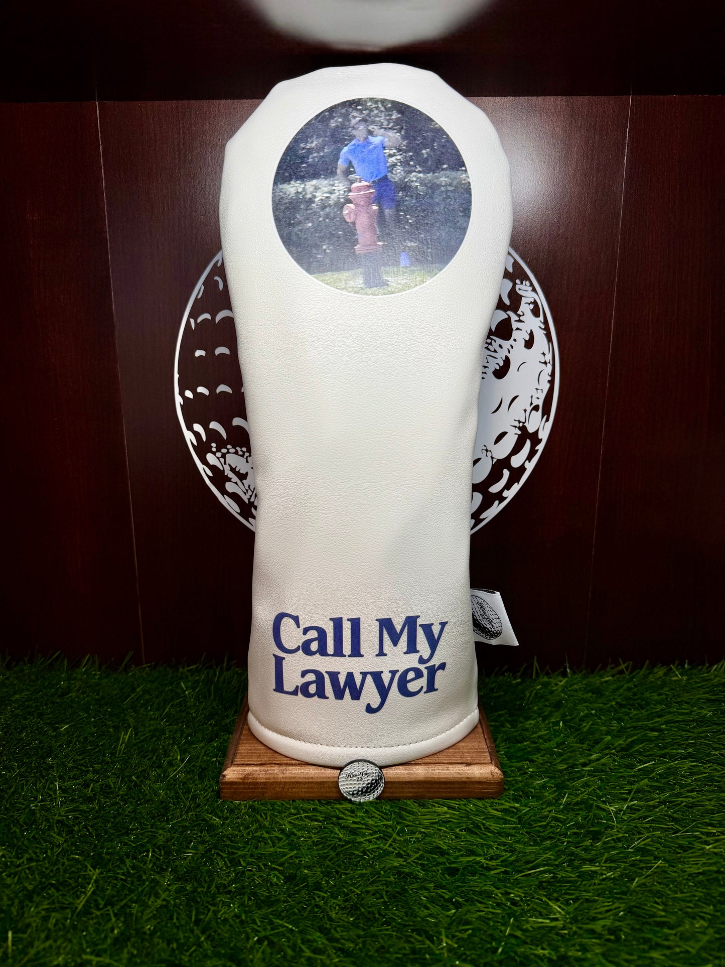 Tiger Woods “Call My Lawyer” Driver Headcover – Funny Golf Head Cover | Premium White Head Cover | Novelty Golf Gift