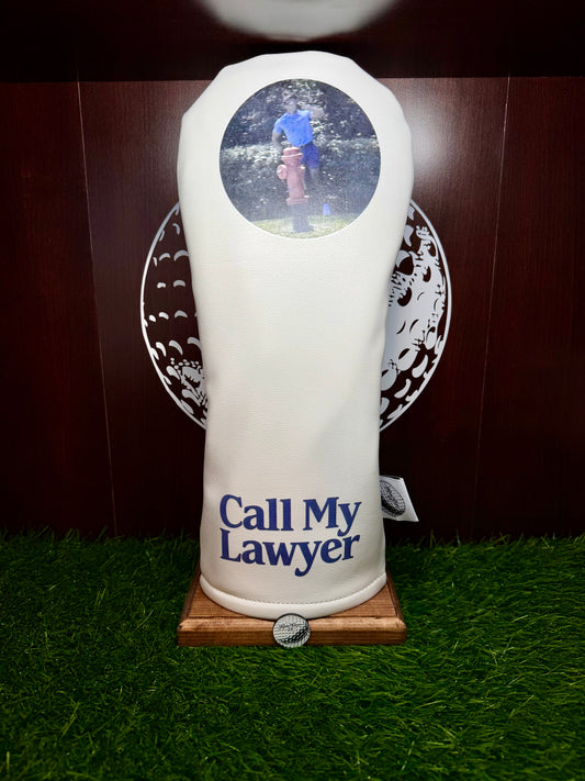 Tiger Woods “Call My Lawyer” Driver Headcover – Funny Golf Head Cover | Premium White Head Cover | Novelty Golf Gift
